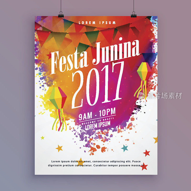 2017 festa junina party flyer design background